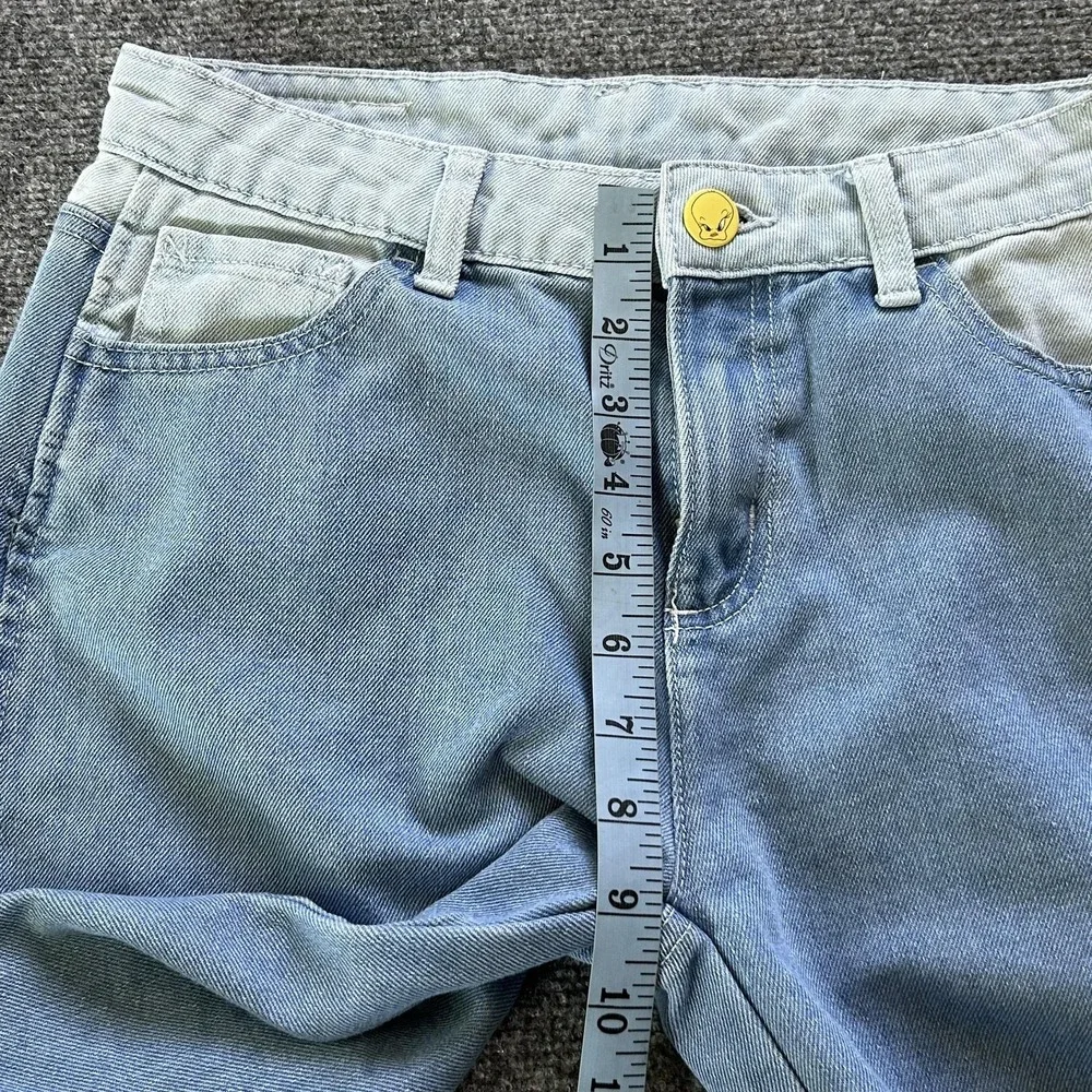 Justice Jeans Girls 16 Blue Barrel Wide Leg Looney Tunes Bugs Bunny Cargo Denim